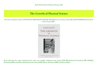 Read The Growth of Physical Science Pdf