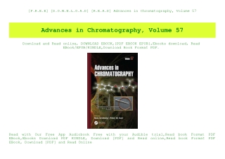[F.R.E.E] [D.O.W.N.L.O.A.D] [R.E.A.D] Advances in Chromatography  Volume 57 (DOWNLOAD E.B.O.O.K.^)