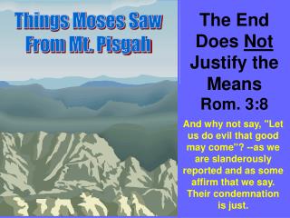 Things Moses Saw From Mt. Pisgah