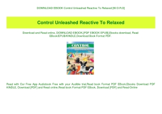 DOWNLOAD EBOOK Control Unleashed Reactive To Relaxed [W.O.R.D]