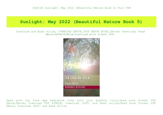 [Pdf]$$ Sunlight May 2022 (Beautiful Nature Book 5) Full PDF