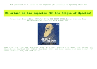 Pdf [download]^^ El origen de las especies [On the Origin of Species] eBook PDF