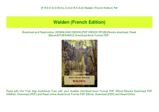 [F.R.E.E D.O.W.N.L.O.A.D R.E.A.D] Walden (French Edition) Pdf