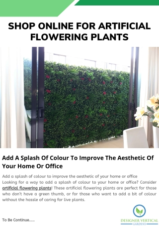 Shop Online For Artificial Flowering Plants