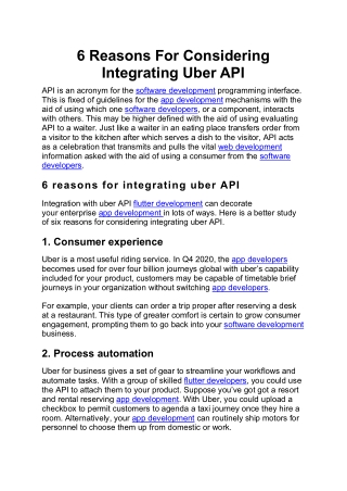 6 Reasons For Considering Integrating Uber API