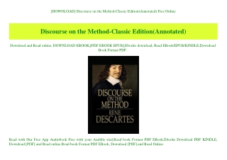 [DOWNLOAD] Discourse on the Method-Classic Edition(Annotated) Free Online