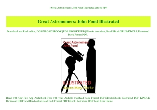 ^DOWNLOAD-PDF) Great Astronomers John Pond Illustrated eBook PDF
