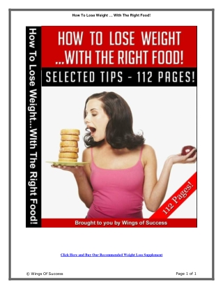 How to Lose Weight with the Right Food!