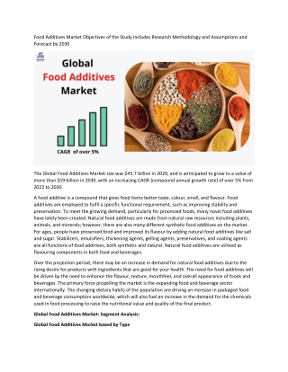 Food Additives Market Report 2022 Market Key Drivers & On-Going Trends