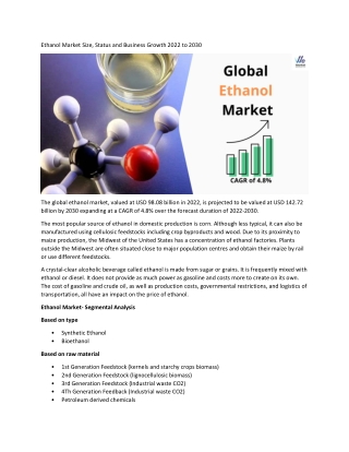 Ethanol Market Size Analysis by Growth, Emerging Trends and Future Opportunities