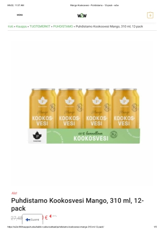 Taste our new mix puhdistamo coconut Water Mango | W2W
