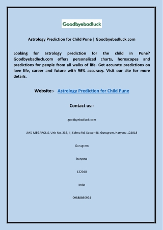 Astrology Prediction for Child Pune | Goodbyebadluck.com