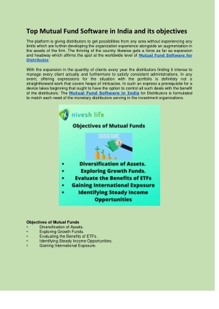 Top Mutual Fund Software in India and its objectives