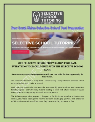 New South Wales Selective School Test Preparation