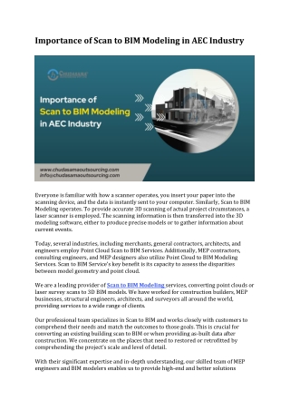 Importance of Scan to BIM Modeling in AEC Industry