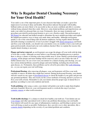 Why Is Regular Dental Cleaning Necessary for Your Oral Health