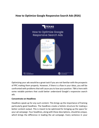How to Optimize Google Responsive Search Ads (RSA) 