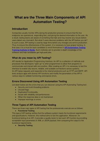 What are the Three Main Types of API Automation Testing_