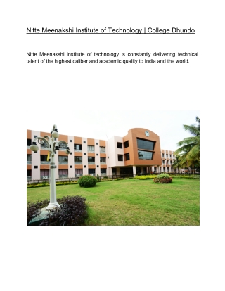 Nitte Meenakshi Institute of Technology  | College Dhundo