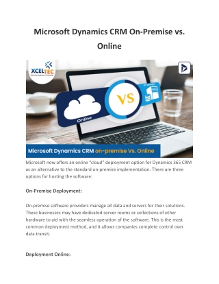 Microsoft Dynamics CRM On-Premise vs. Online: What to Choose?