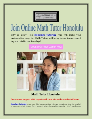 Join Online Math Tutor Honolulu