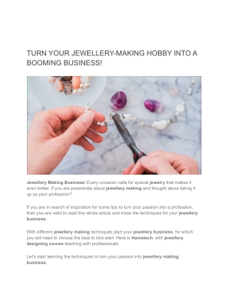 TURN YOUR JEWELLERY-MAKING HOBBY INTO A BOOMING BUSINESS