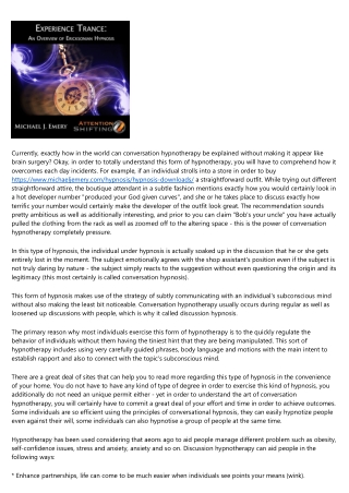 Understanding Conversation Hypnosis as well as Its Benefits