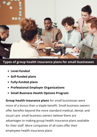 Types of group health insurance plans for small businesses