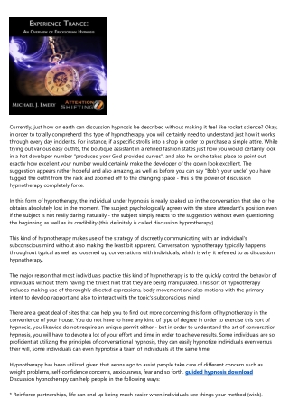Understanding Discussion Hypnosis and also Its Benefits