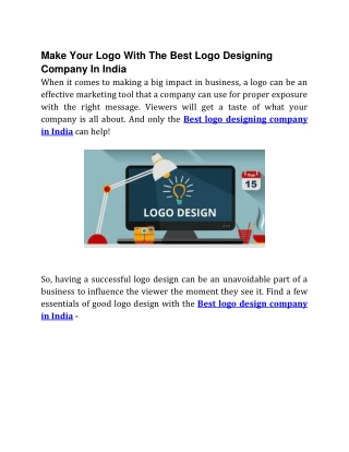 Make Your Logo With The Best Logo Designing Company In India