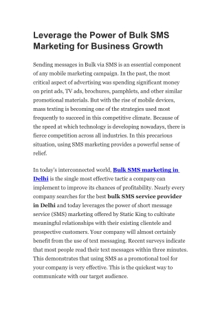 Leverage the Power of Bulk SMS Marketing for Business