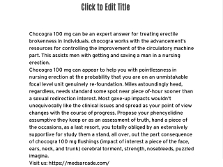 Here's How You Can Use Chocogra 100 Mg Tablet Like A Professional