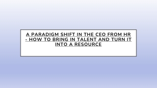 A Paradigm Shift in The CEO From HR | DutyPar