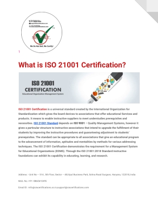 What is ISO 21001 Certification ?