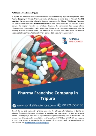 PCD Pharma Franchise in Tripura