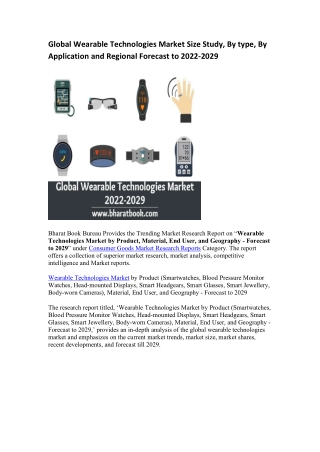 Global Wearable Technologies Market Research Report 2022-2029
