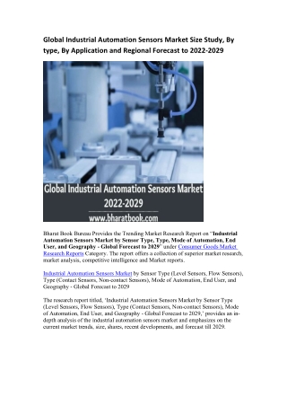 Global Industrial Automation Sensors Market Research Report 2022-2029
