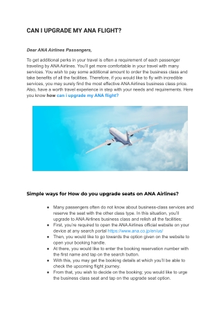 Can I Upgrade My ANA Flight?