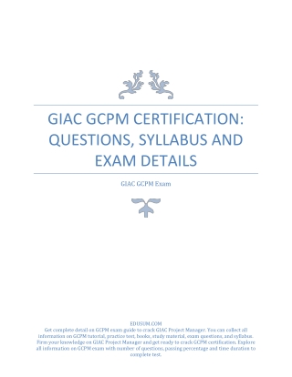 GIAC GCPM Certification: Questions, Syllabus and Exam Details