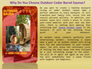 Why Do You Choose Outdoor Cedar Barrel Saunas?