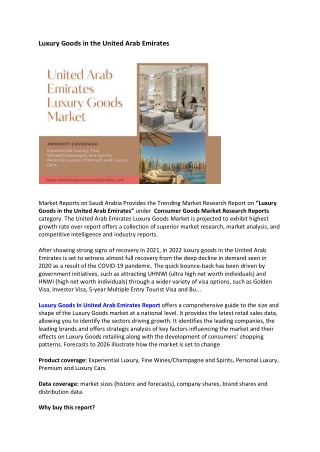Luxury Goods in the United Arab Emirates
