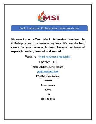 Mold Solutions & Inspections | Wearemsi.com
