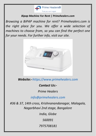 Bipap Machine For Rent  Primehealers