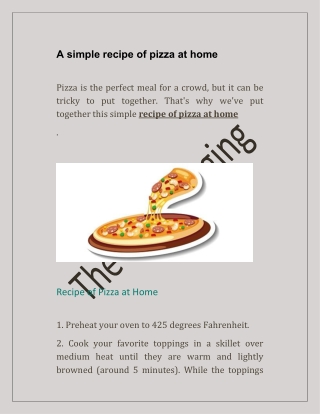 A simple recipe of pizza at home