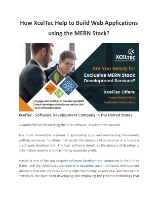 Best Company for MERN Stack Development Project | XcelTec