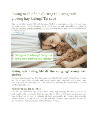 Chúng ta có nên ngủ cùng thú cưng trên giường hay không? Tại sao?