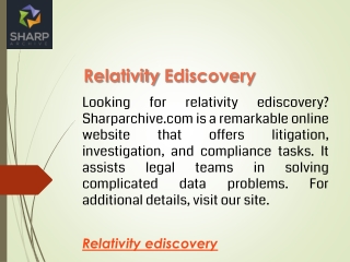 Relativity Ediscovery  Sharparchive.com