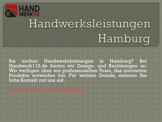 Handwerksleistungen Hamburg | Handwerk112.de