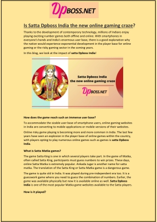 Is Satta Dpboss India the new online gaming craze?