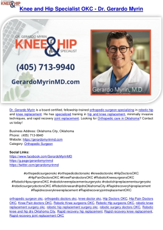 Knee and Hip Specialist OKC - Dr. Gerardo Myrin